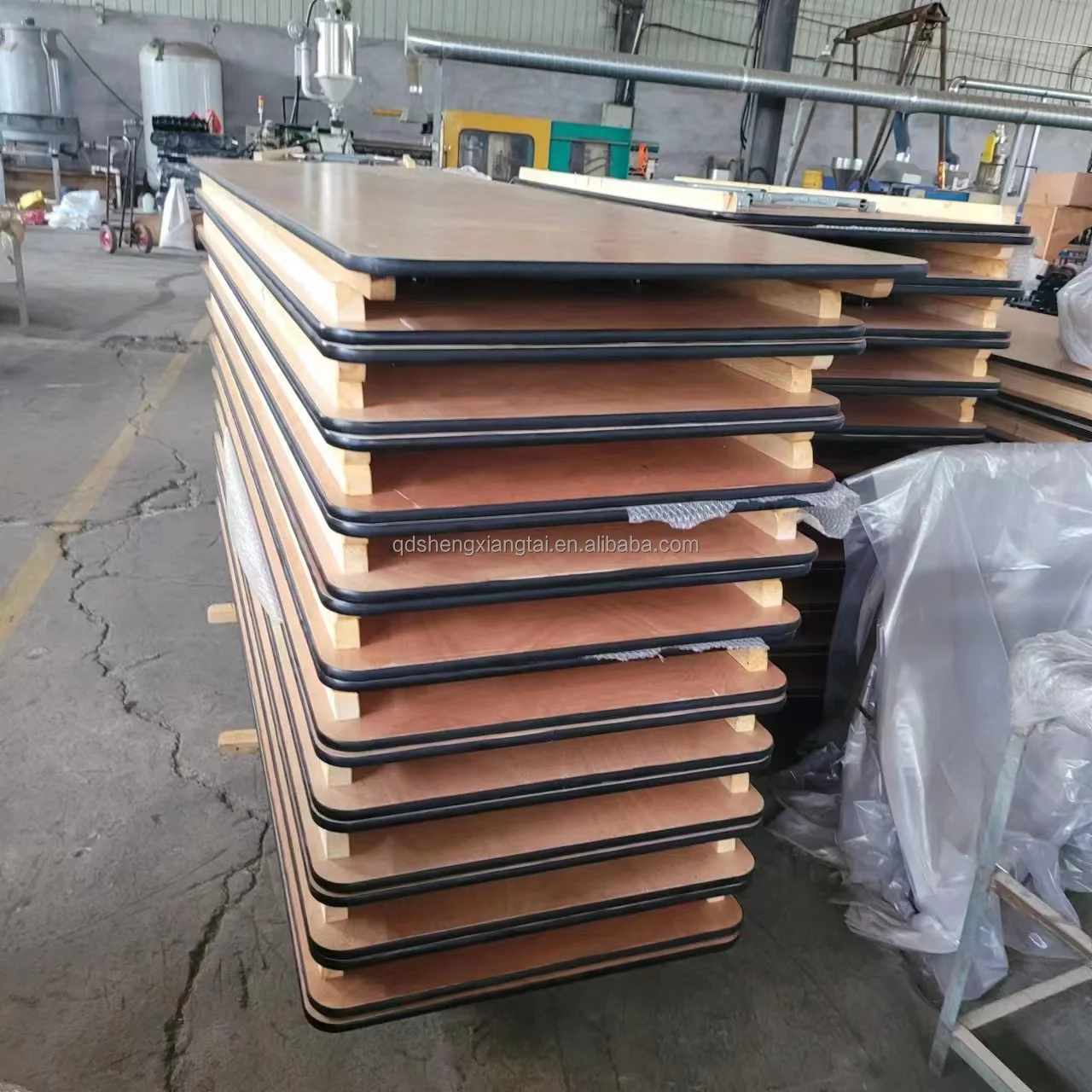 Rectangular Wood Folding Banquet wedding Table church school with Clear Coated Finished Top for 10 people person