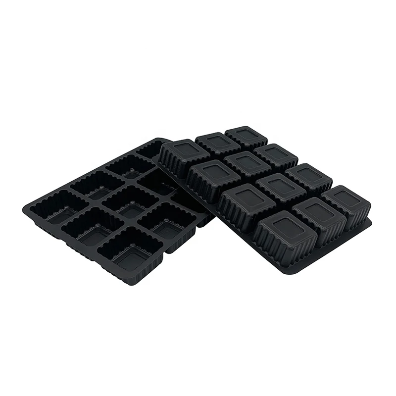 Food Safe Thermoformed Black Plastic Candy Blister Chocolate Insert Tray