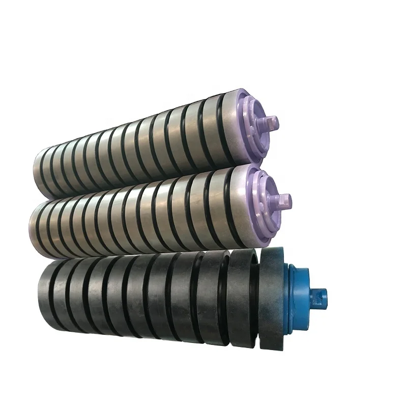 Heavy Duty Impact Roller Belt Conveyor Rubber Disc Roller with Frame