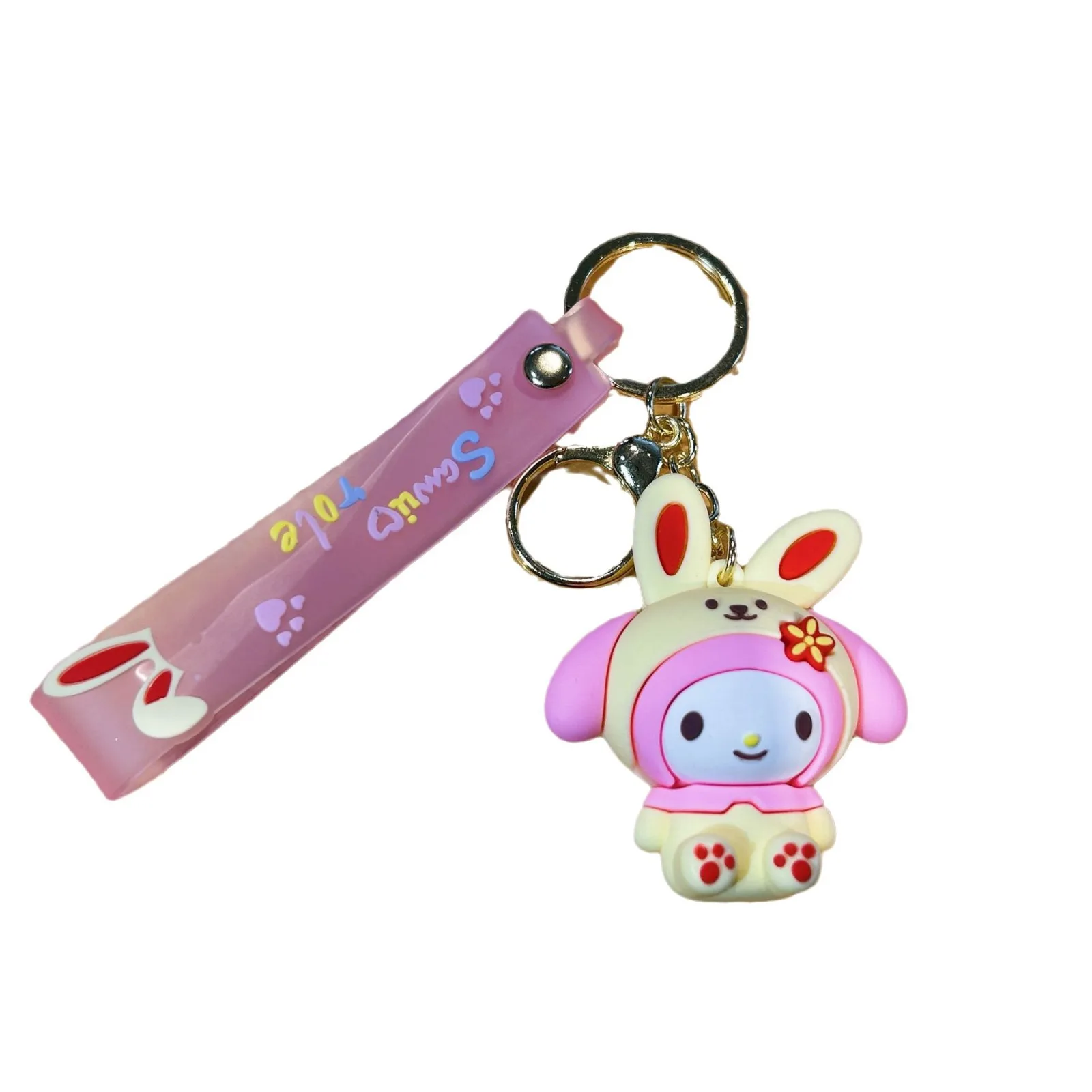 New Easter Gifts Kawaii Anime Bunny Keychain Anime Kitty Melody Kuromi Become Rabbit Bag Pendant Easter Toy Pvc Keychain