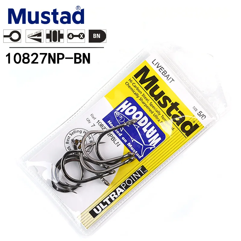 Рыболовный крючок Mustad Hoodlum 10827NP-BN норвежские рыболовные крючки для соленой воды прочная рыболовная приманка 4X с бородкой железная доска рыболовный