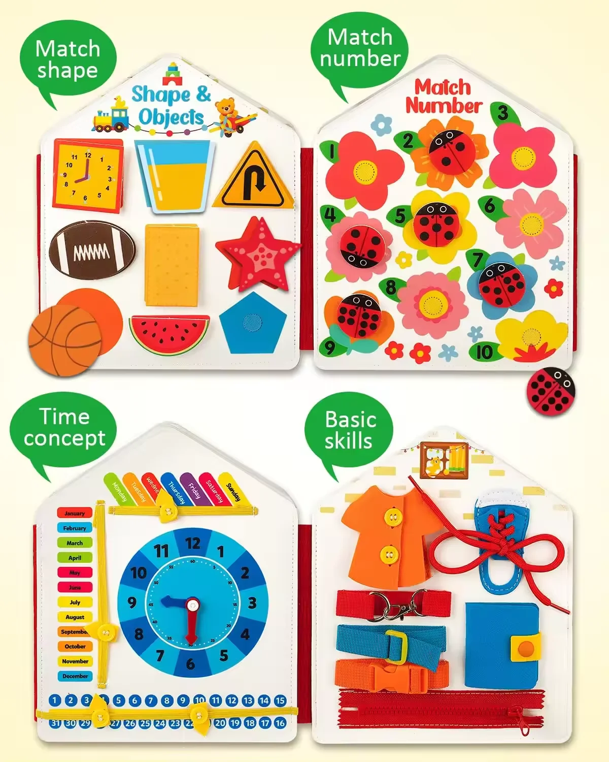 KYK Activity Sensory Boards Fine Motor Skill Quiet Book Toddler Soft Felt Cloth Montessori Busy Book for 3 4 5 Year Old