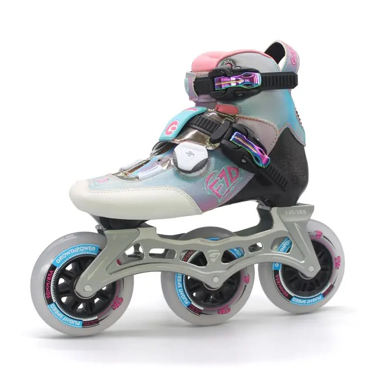 High Quality Green Microfiber Liner Professional Speed Skates Racing Inline Skates Shoes