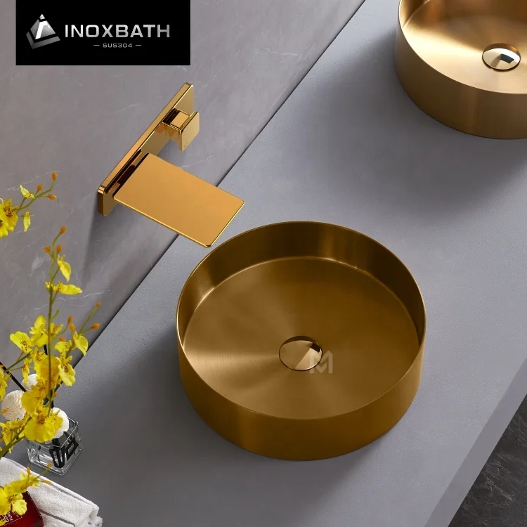 Bathroom Luxury Hotel Vanity Basin Porcelain Stainless Steel Art Wash Basin Counter top Vessel Sink