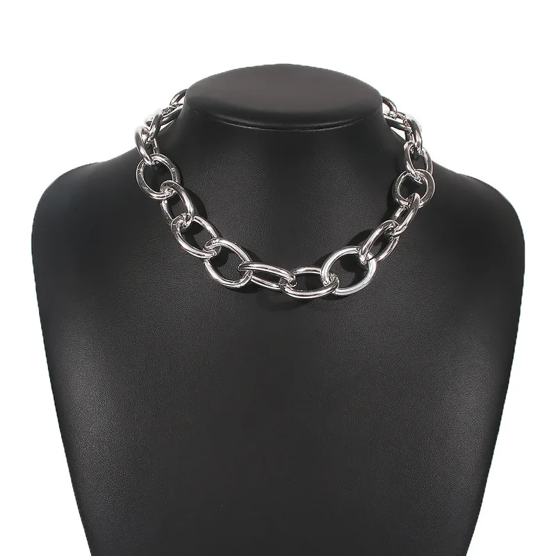 
2021 new European and American exaggerated short chain female thick chain fashion hip hop fashion street beat Necklace 