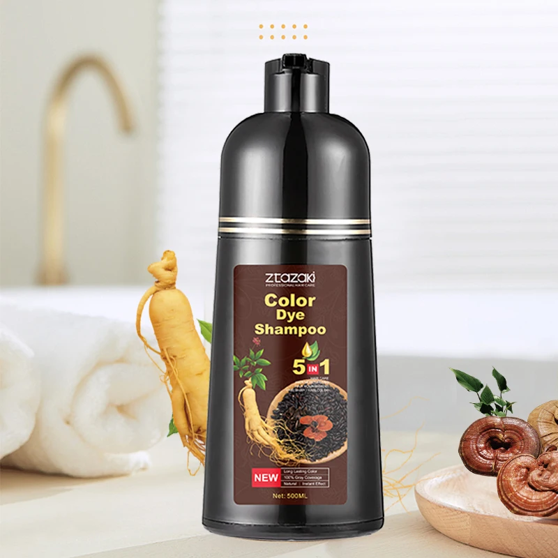 Natural Organic dyeing black hair cream  100% Cover Gray White Hair Color Dye black ginseng color dye shampoo