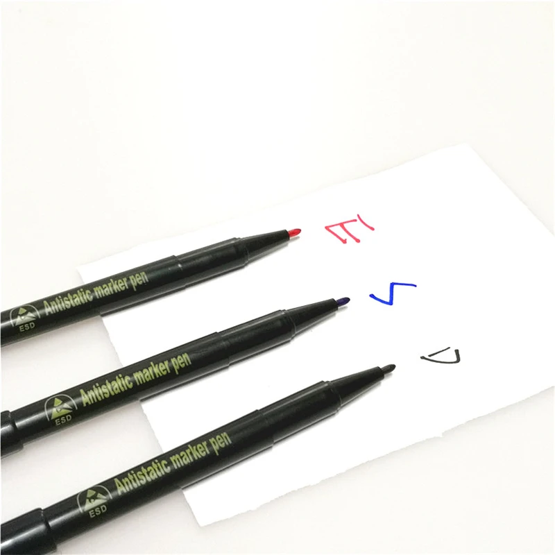 ESD Marker Pen for Office Box Black Customized LOGO Single Provided Permanent Moisture Proof Marking Marcadores Round Toe 50pcs