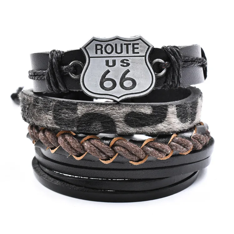 
2020 2020 hot fashion sale inspirational Bible motto symbol genuine and Italian leather bracelet 4 pcs in 1 mens accessories mens accessories 