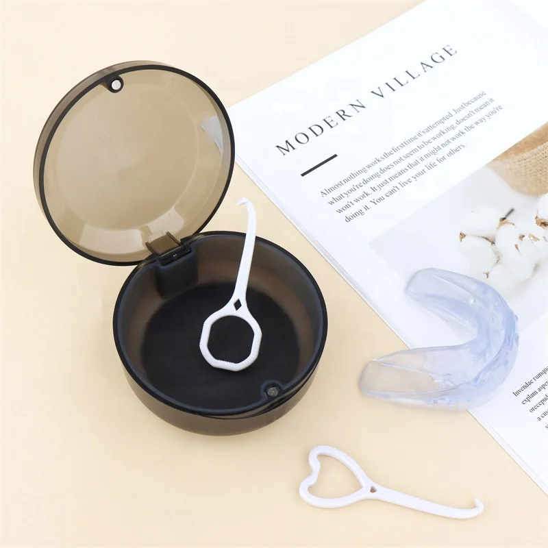 Custom logo Translucent Magnetic Case for MouthGuard/ Aligners/ Retainers/Night Guard/ Bite Splints with silicone pad