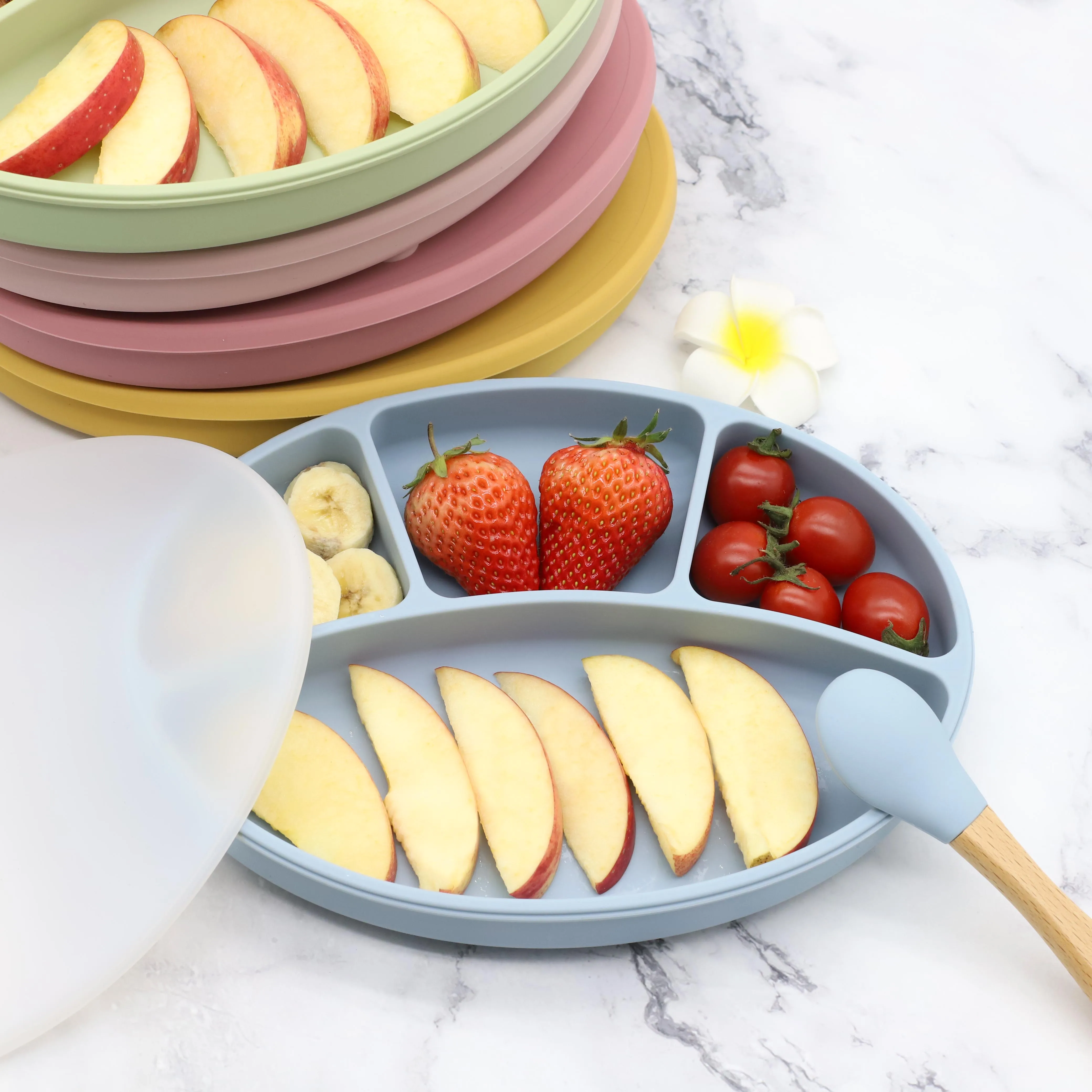 Wholesale Durable Anti-scald Silica gel dishes Kids Tableware Custom Silicone Baby