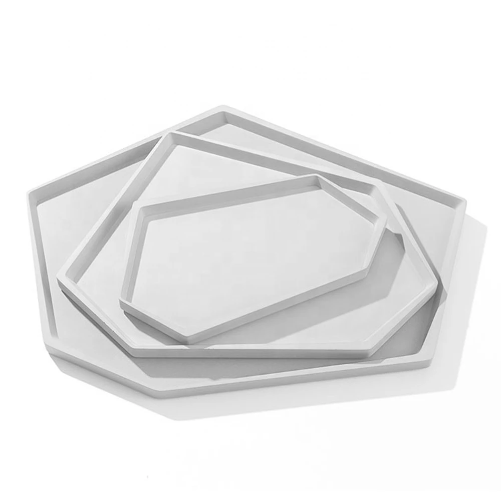 China Hot Sales Cement Groceries Tray Luxury Jewelry Concrete Tray Decoration Desktop Tea Tray for Home Office Hotel