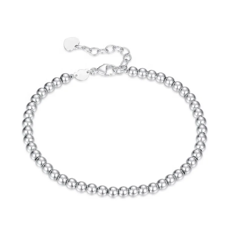 Manufacturer fashion jewelry brass bead bracelet women rhodium plated round bead design bracelets