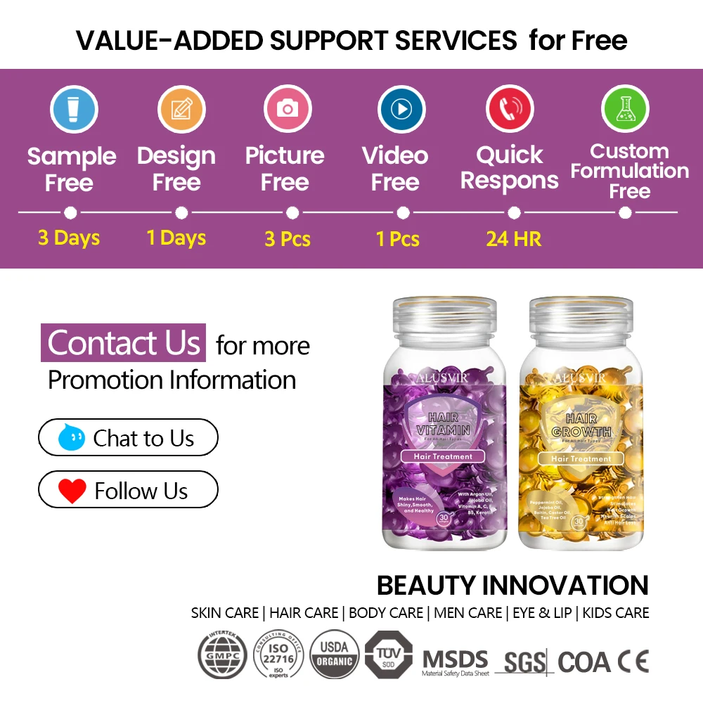 Private Label Natural Professional Salon Hair Care Treatment Growth Oil Smooth Nourishing Hair Serum Vitamin Capsules Wholesale