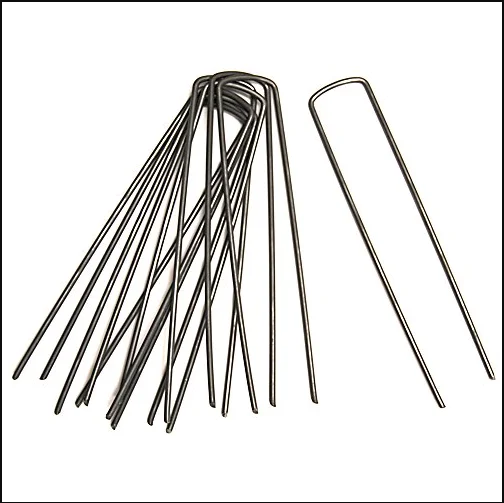 GardenMate 50-Pack 6' 11 Gauge Heavy-Duty U-Shaped Garden Securing Stakes/Spikes/Pins/Pegs - Sod Staples for Anchoring Weed Bar