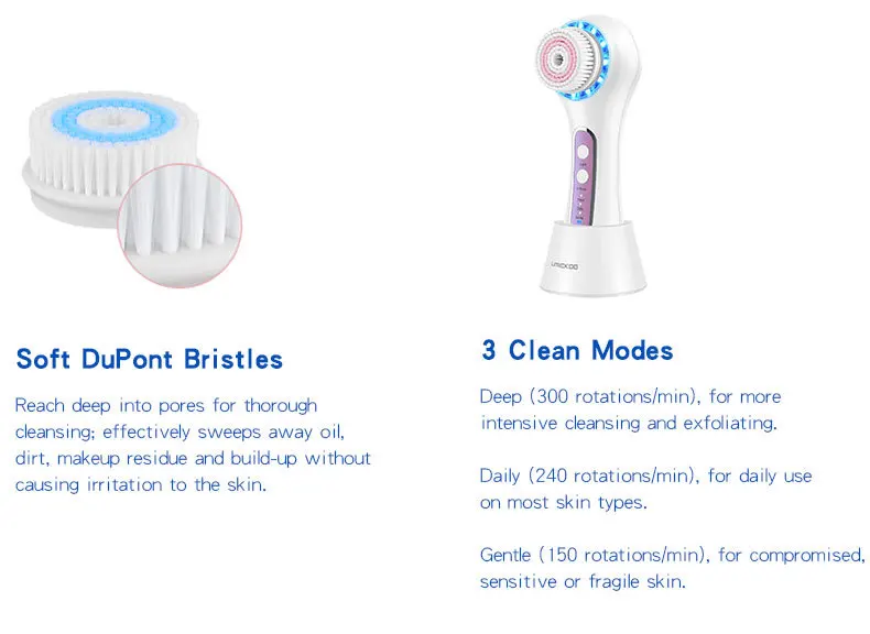 Electric Silicone Facial Cleansing Brush Waterproof Sonic Vibration Design to Remove Blackheads and Dead Skin Cells