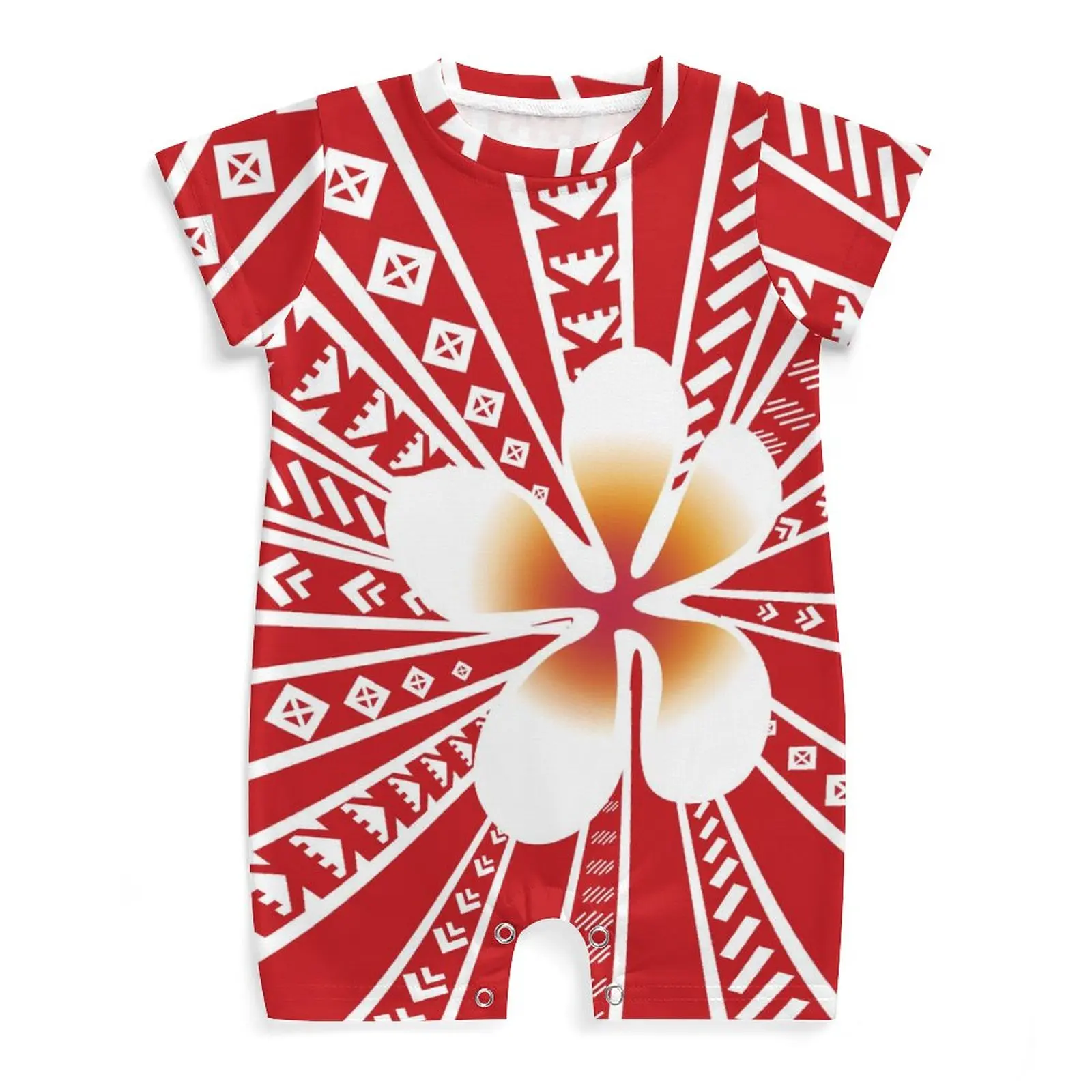 Pacific Heritage High Quality Breathable Baby Kids Clothes Customized On Demand Short Sleeve Baby Jumpsuit Drop Shipping