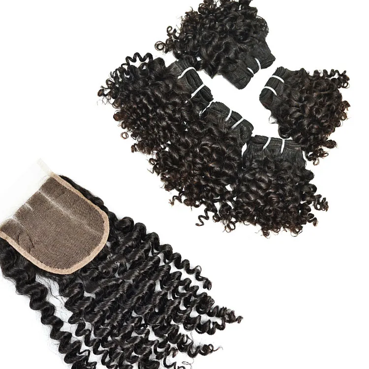 
Small Curly Short 100% Brazilian Remy Human Hair Machine Made Weft For Black Women From Factory 10 Inch Hair 