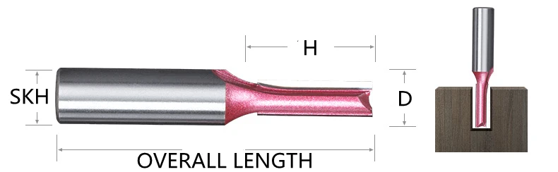 Tideway 1/2 Inch 2 Flutes  Tungsten Carbide Tipped Trimming Wood Sizing CNC Router Bit Straight Milling Cutter For Woodworking