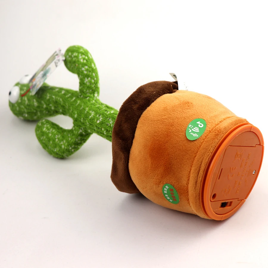 Baby songs arabic usb charging emoin singing dancing and shaking cactus twisting plush toy