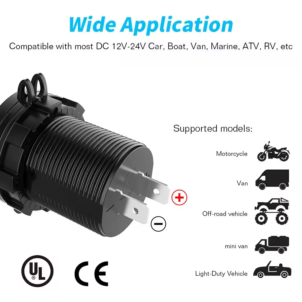 Highly Cost Effective 5V 2.1A Dual USB Charger Socket New Design Style Car 12V Charger Bus for Motorcycle & Boat Phone Charger