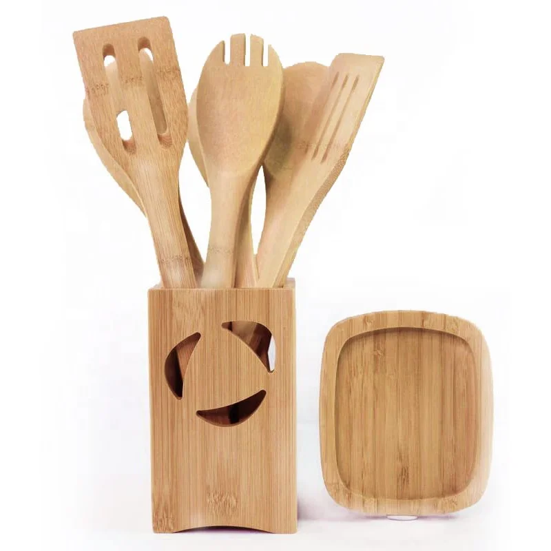 Hot selling cooking tools bamboo kitchen utensils set
