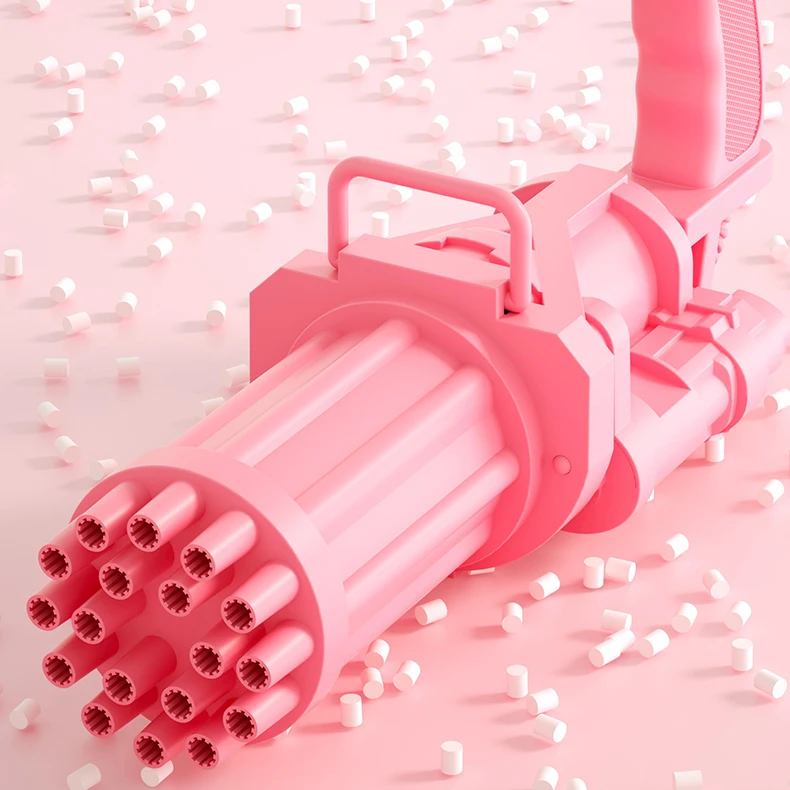 Popular Large Size Plastic 18 Holes Gatling Bubble Machine Gun Toys For Kids
