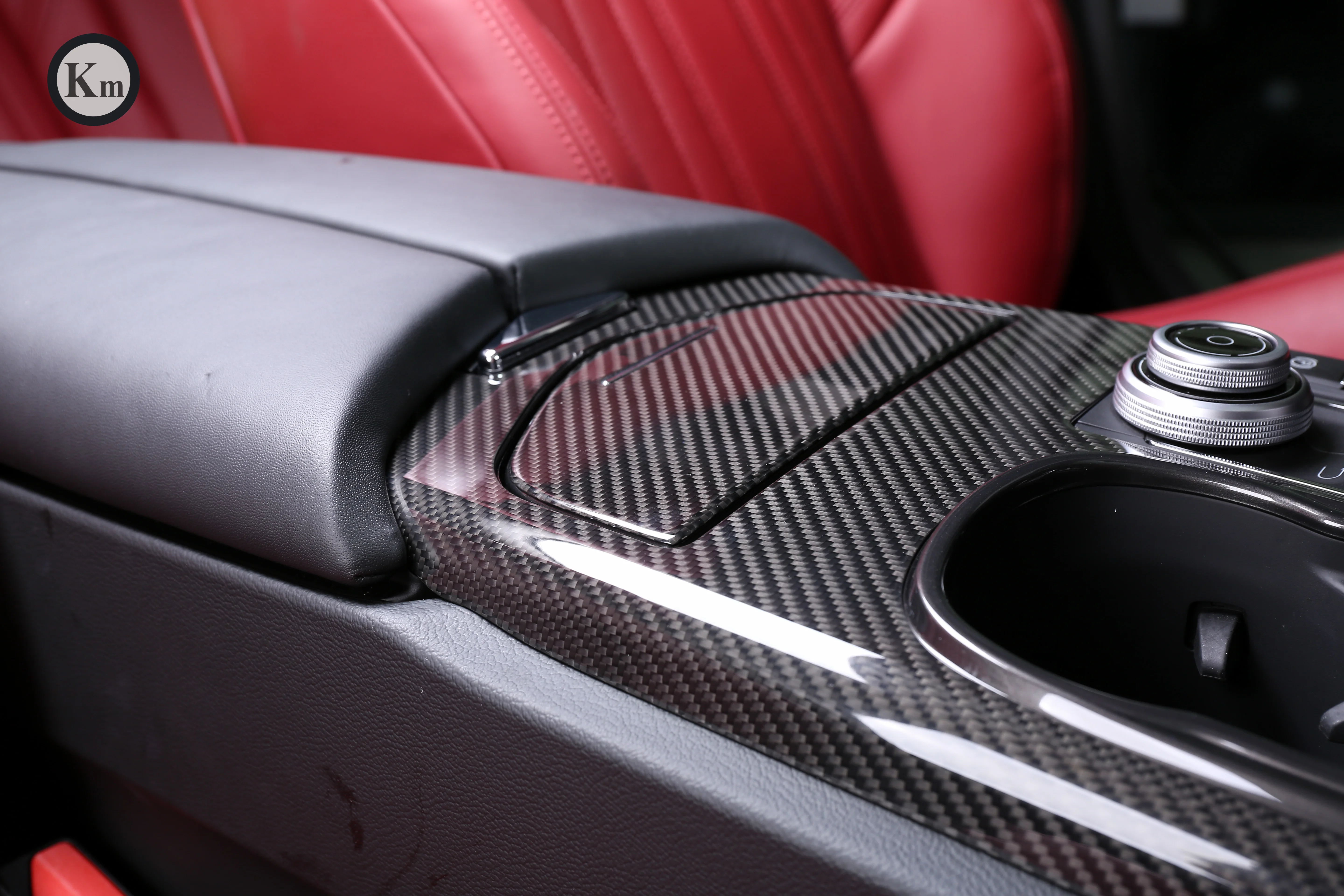 KM  For  Maserati Ghibli  M157 carbon fiber interior dashboard panel trims  paste type 2017-up lower-version 6pcs