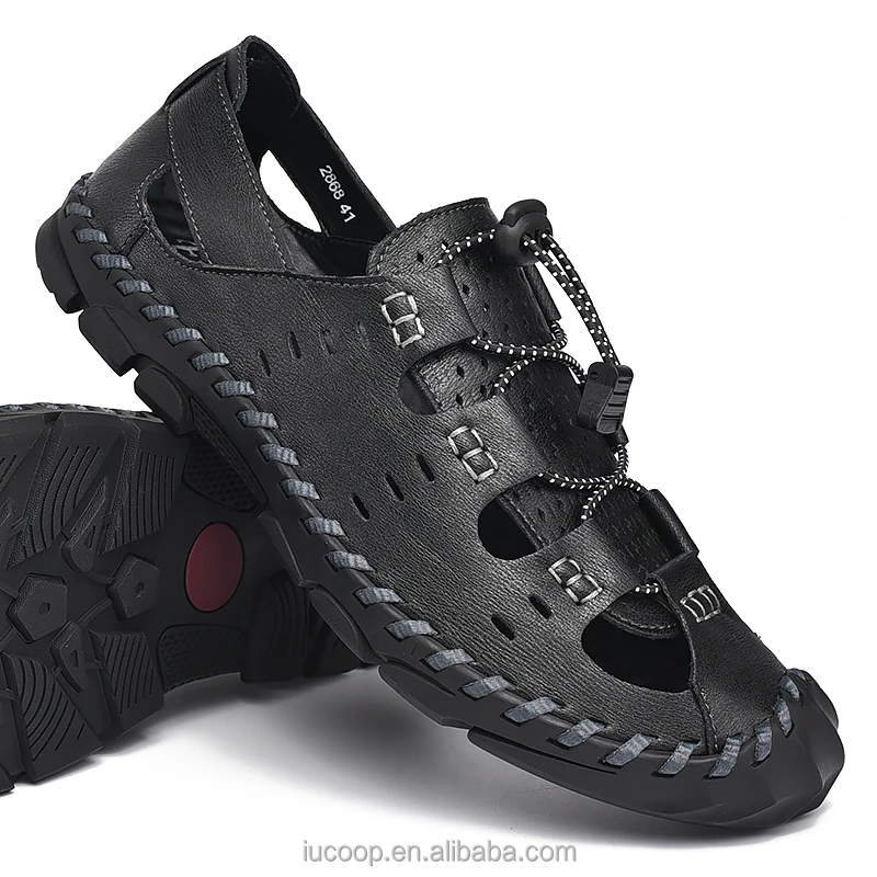 Light weight Anti-Slip Bottom leather upper  summer sandals resilient stream trekking shoes canyoneering shoes