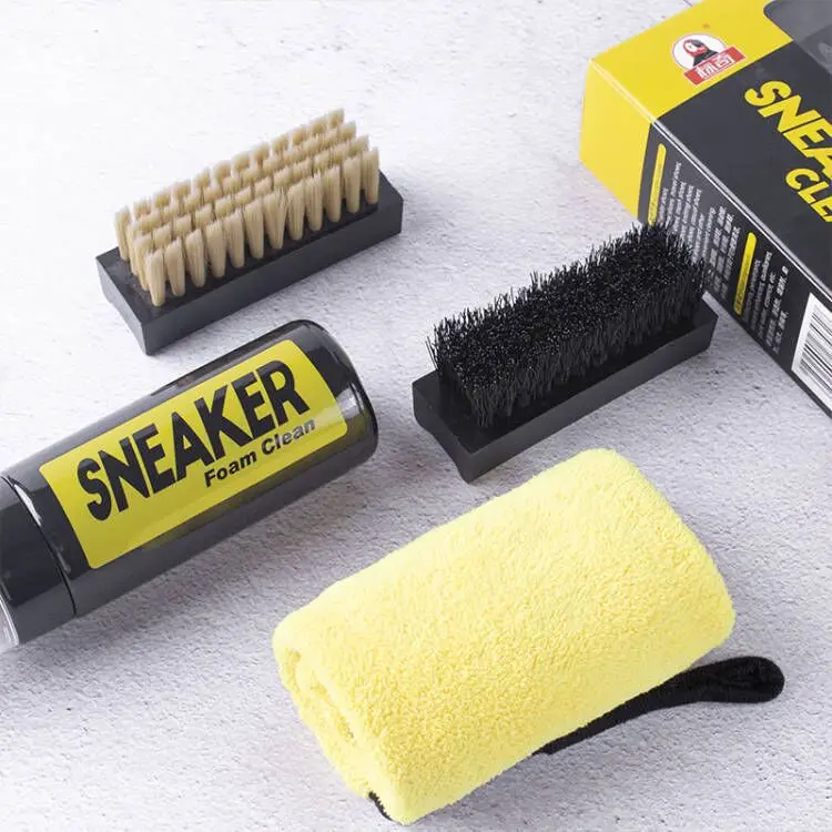 Factory Supply Customized Free Logo Shoe Cleaning Brush Soft Medium Hard Stiff Bristles Black Wooden Handle Sneaker Care Tool