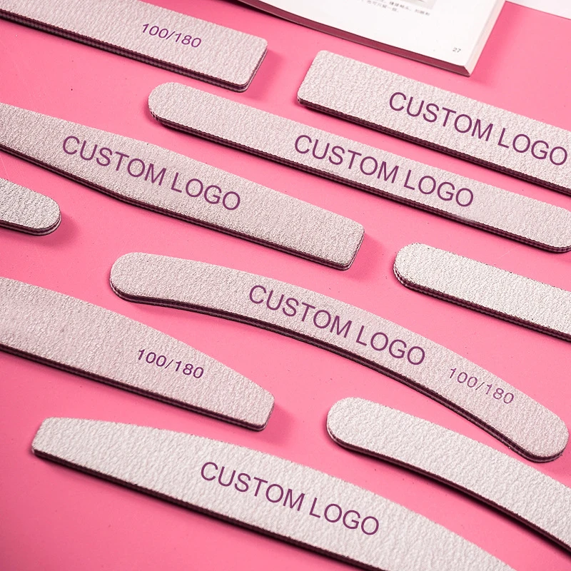 Профессиональная Наждачная доска инструменты для маникюра и педикюра индивидуальный логотип Двусторонняя пилка для ногтей Набор 180 150 80 100 зернистость пилка для ногтей