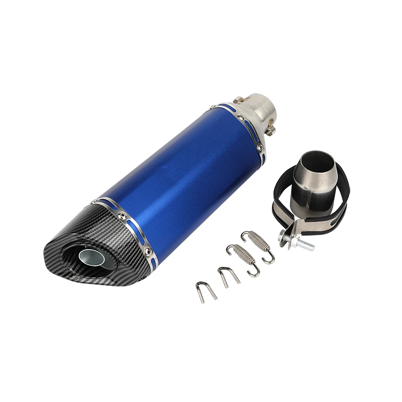 Hot Sale Bike Silencer Hexagonal Bevel Blue Body Carbon Tail Slip On  Motorcycle Exhaust Systems Pipe Muffler for Moto