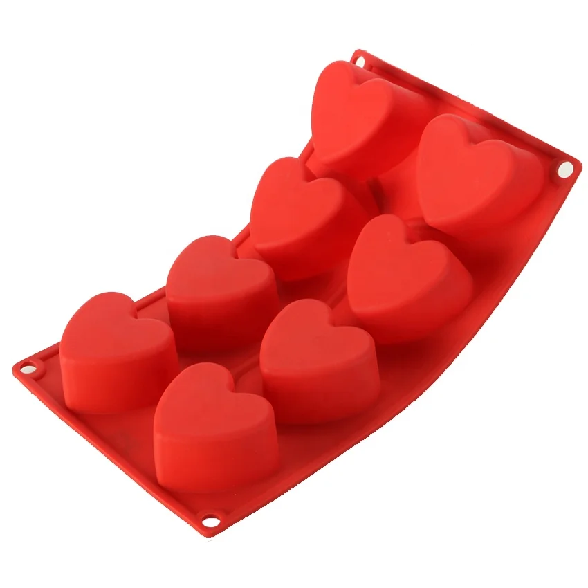 Heart Shaped 8 Holes Silicone Mold Eco-Friendly for Chocolate Cake Jelly Pudding