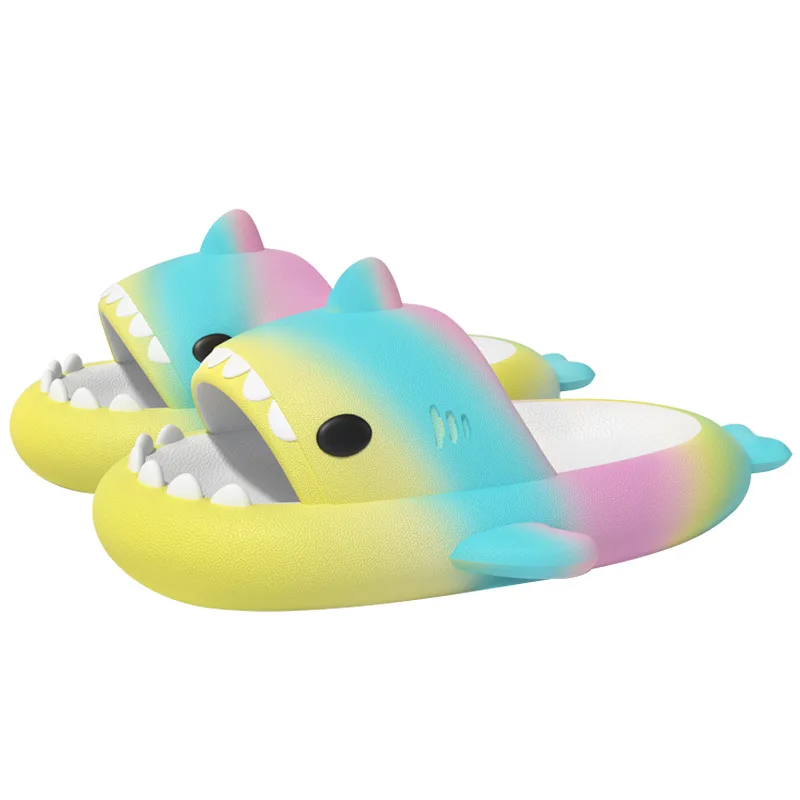 Gradient Shark Slippers Male Summer Indoor Home Bathroom Non slip Couple Shit Treading Feeling Male External Wear