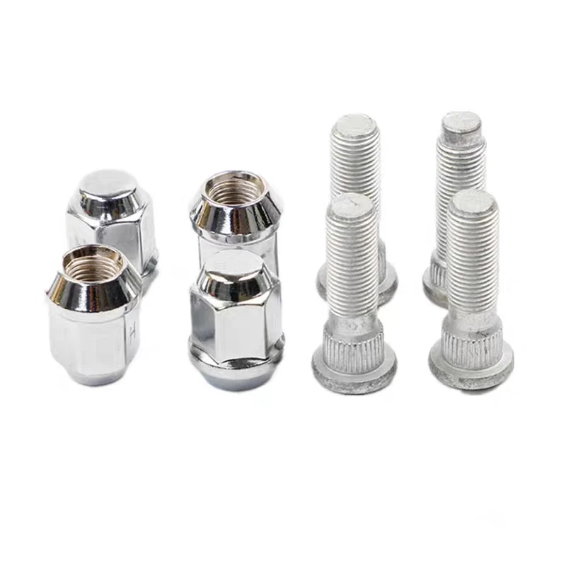 Auto Parts Fastener Stainless Steel anti-theft trailer Rim Fixing Screw Wheel bolts with Neck Knurled