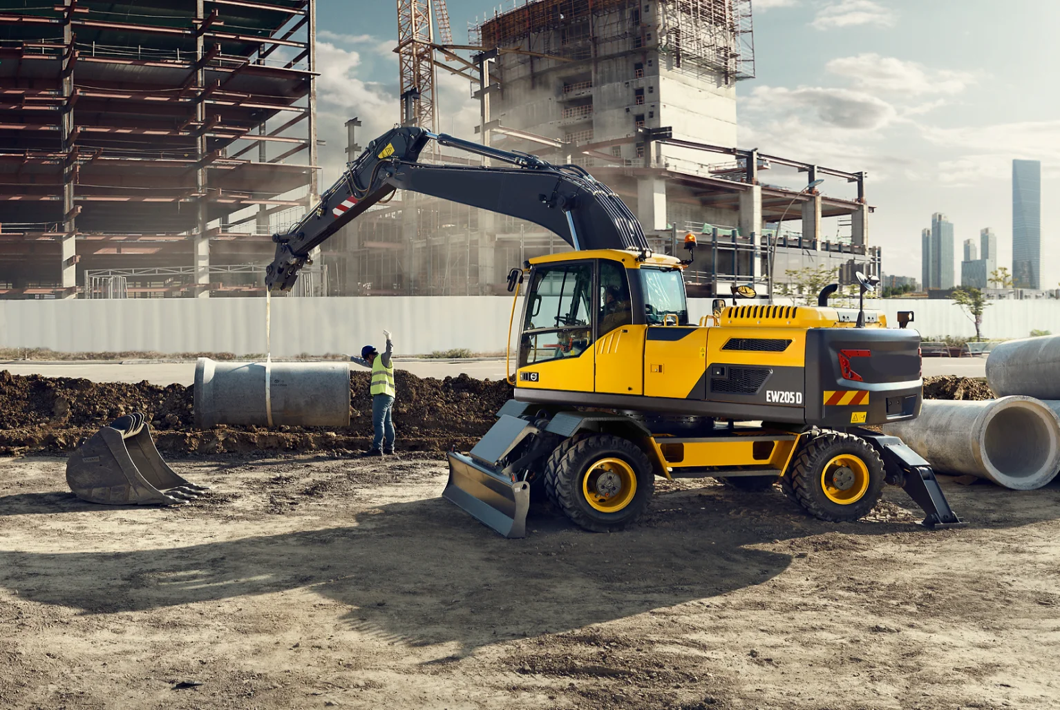 Тяжелая техника 21.8Ton EW205D колесный экскаватор с гидравлической системой