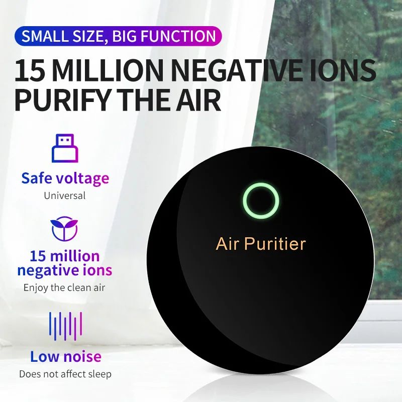 Portable Mini Air Purifier USB Type-C Plug-In smart effective odor smell air freshener for household, hotel, smoke, pet