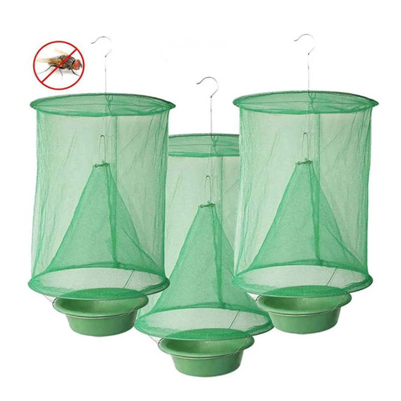LNDF Hot Sale Hanging House Fruit Fly Trap Flies Net with Lure bowl Plastic Eco Material Disposable Green Indoor Outdoor