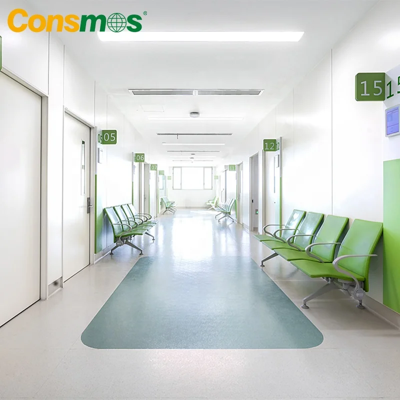 Consmos Waterproof 2mm PVC Floor Rolls Vinyl Commercial Homogeneous Vinyl Flooring for Hospital Office School