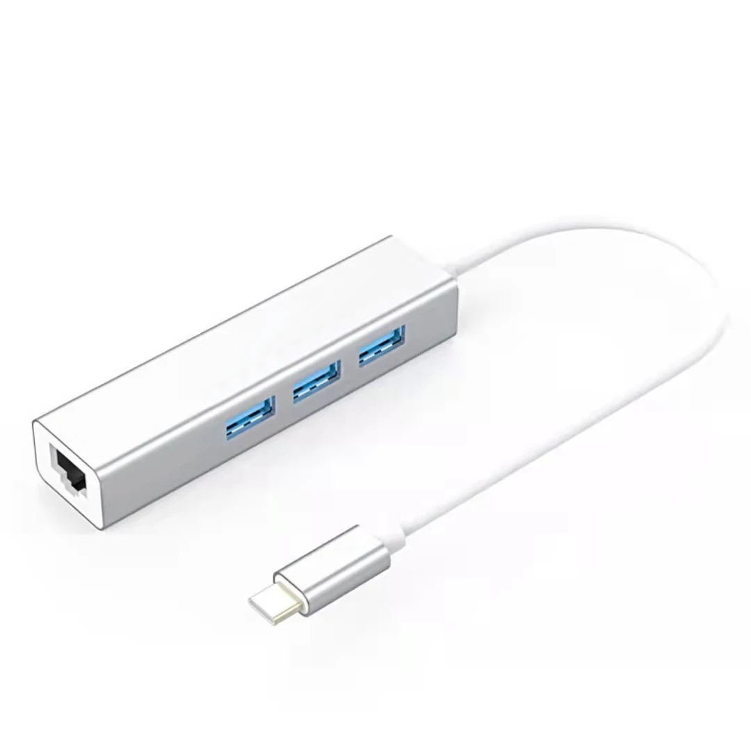 USB-C  network card 3-port USB hub extender C type to RJ45 external network port boxed For mac book External network ports
