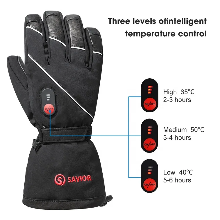 Waterproof Heated Gloves Touch-Screen 3 level switch for Men and Women for Skiing Riding and Cycling in Winter