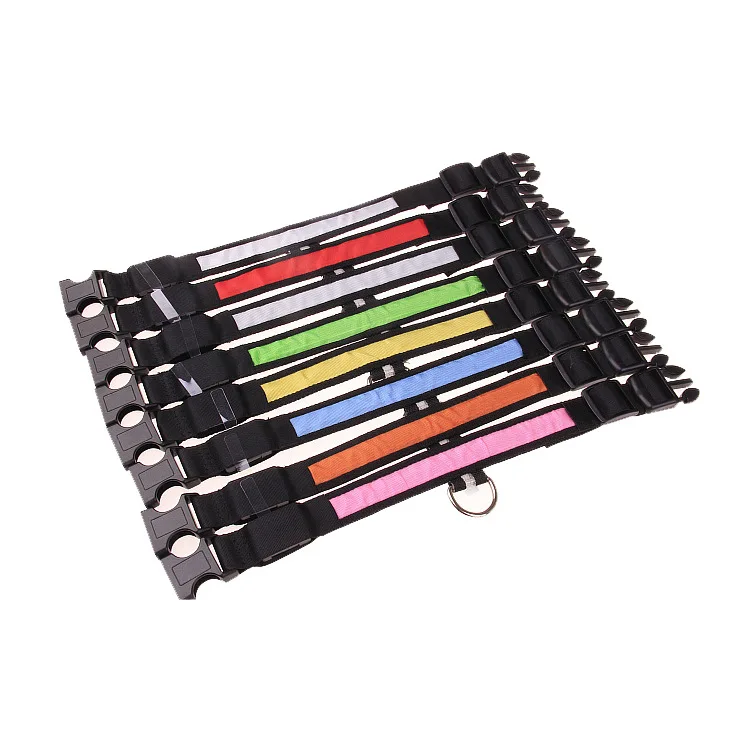 Pet Cat Collar Waterproof USB Rechargeable Nylon Flashing Light Up Plain Nylon Led Dog Collar