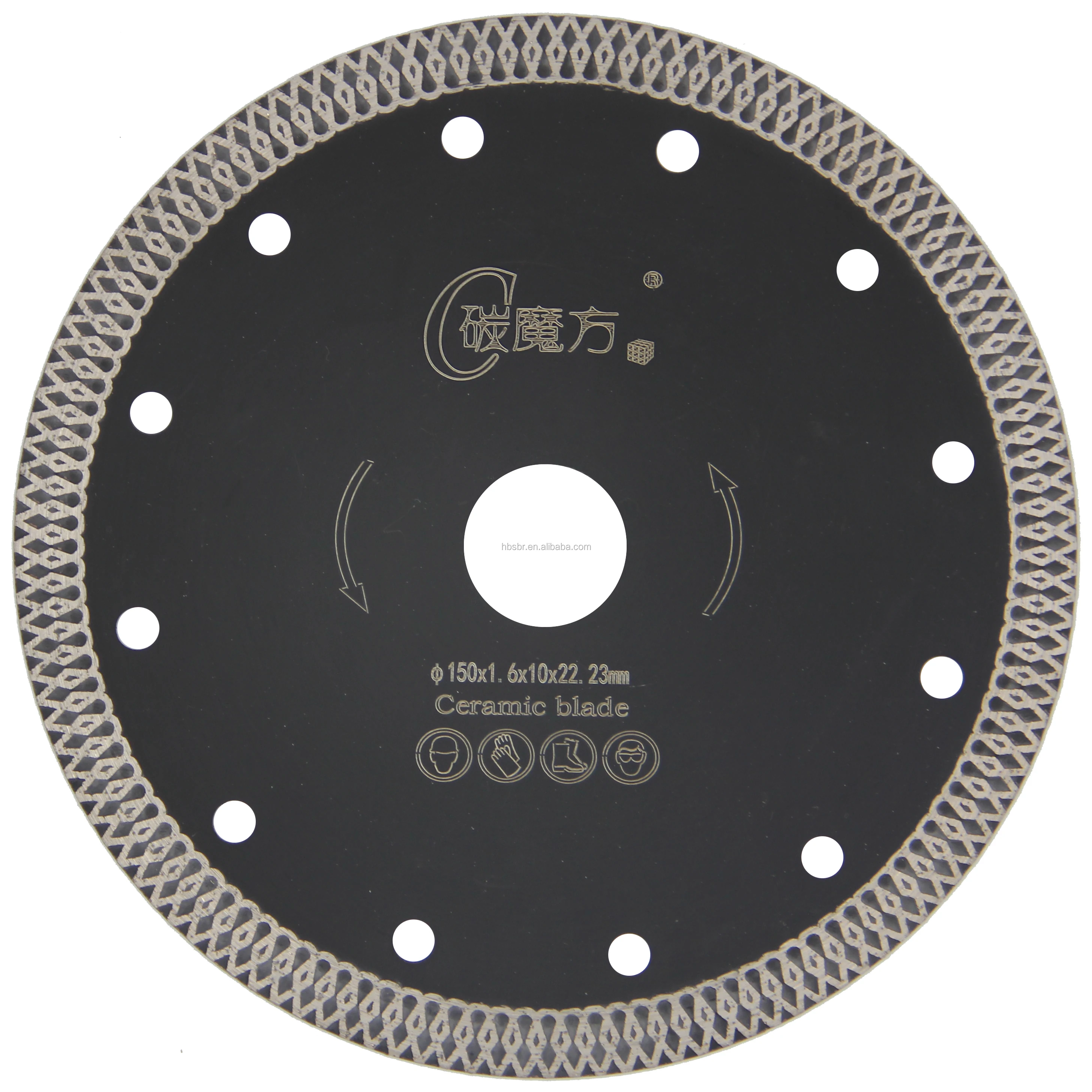 105mm-300mm Hot press sintered diamond saw blades mesh turbo rim blades for ceramic porcelain tile marble slates cutting