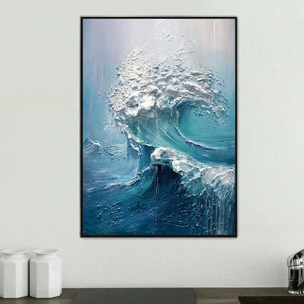 
Beautiful Blue Sea Sunset Scenery Modern Printed Decorative Oil Painting 