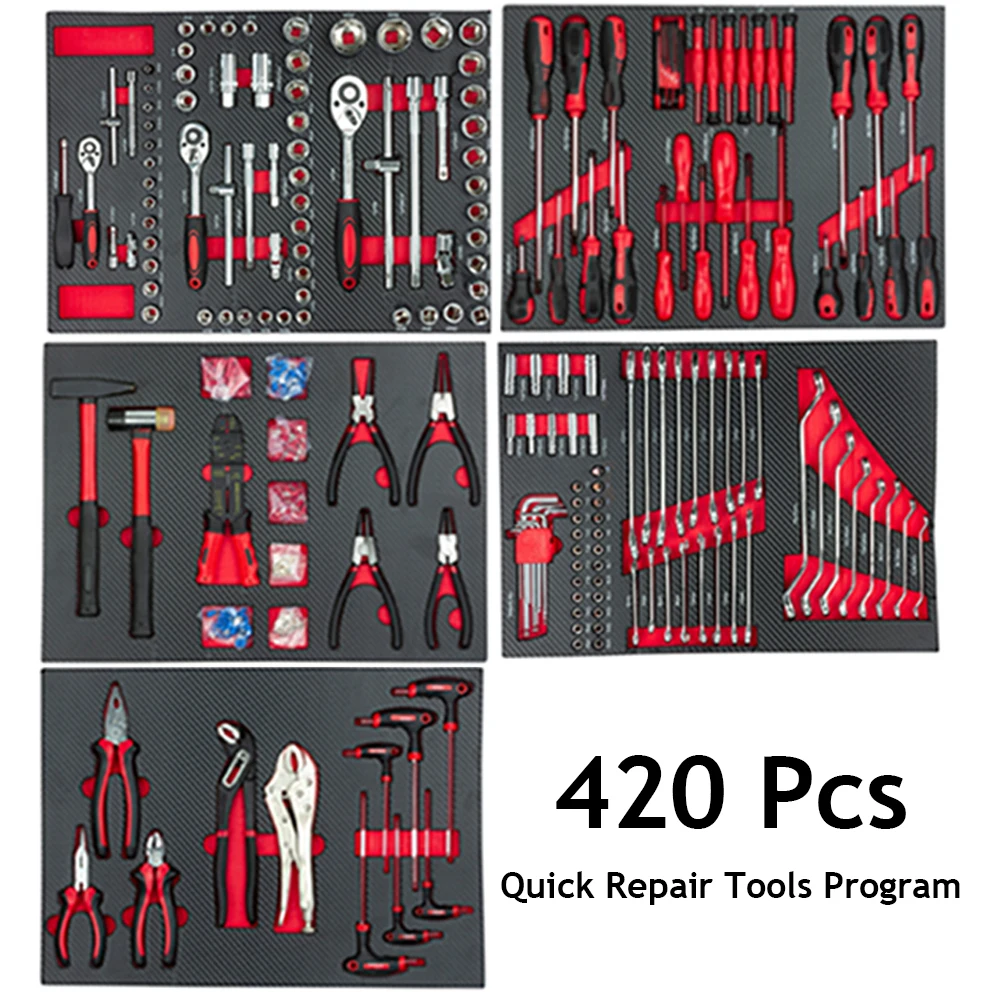 CE 420 Pcs Auto Repair Tool Sets Rolling Box with Wheel Heavy Duty Stainless Steel Tool Chest/cabinet /cart/ trolley
