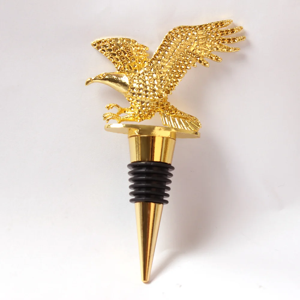 Factory price design custom dragonfly shape animals liquor metal deer topper head eagle wine stopper