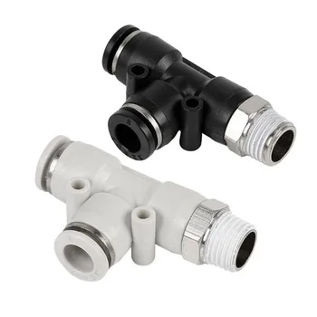 
PD T Type Side Male Threa 3 Way Air Fittings Quick Connect Air Hose Fittings One Touch Pneumatic Fittings for Air Industry 
