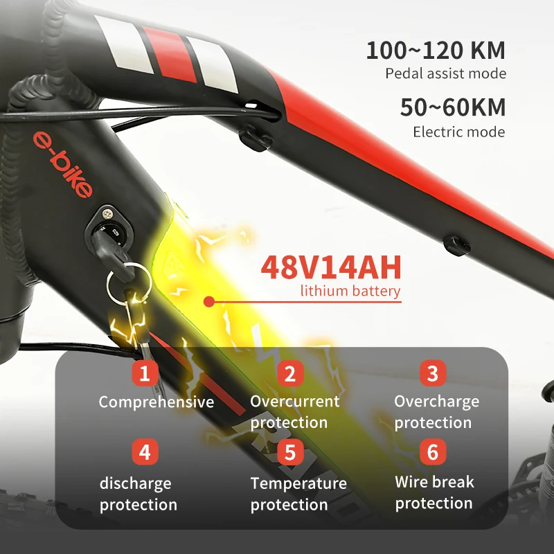 Eu warehouse ebike 1000W 750W 500W 48v 14ah 26inch SHIMANO 9speed full suspension fat bike electric mountain bike