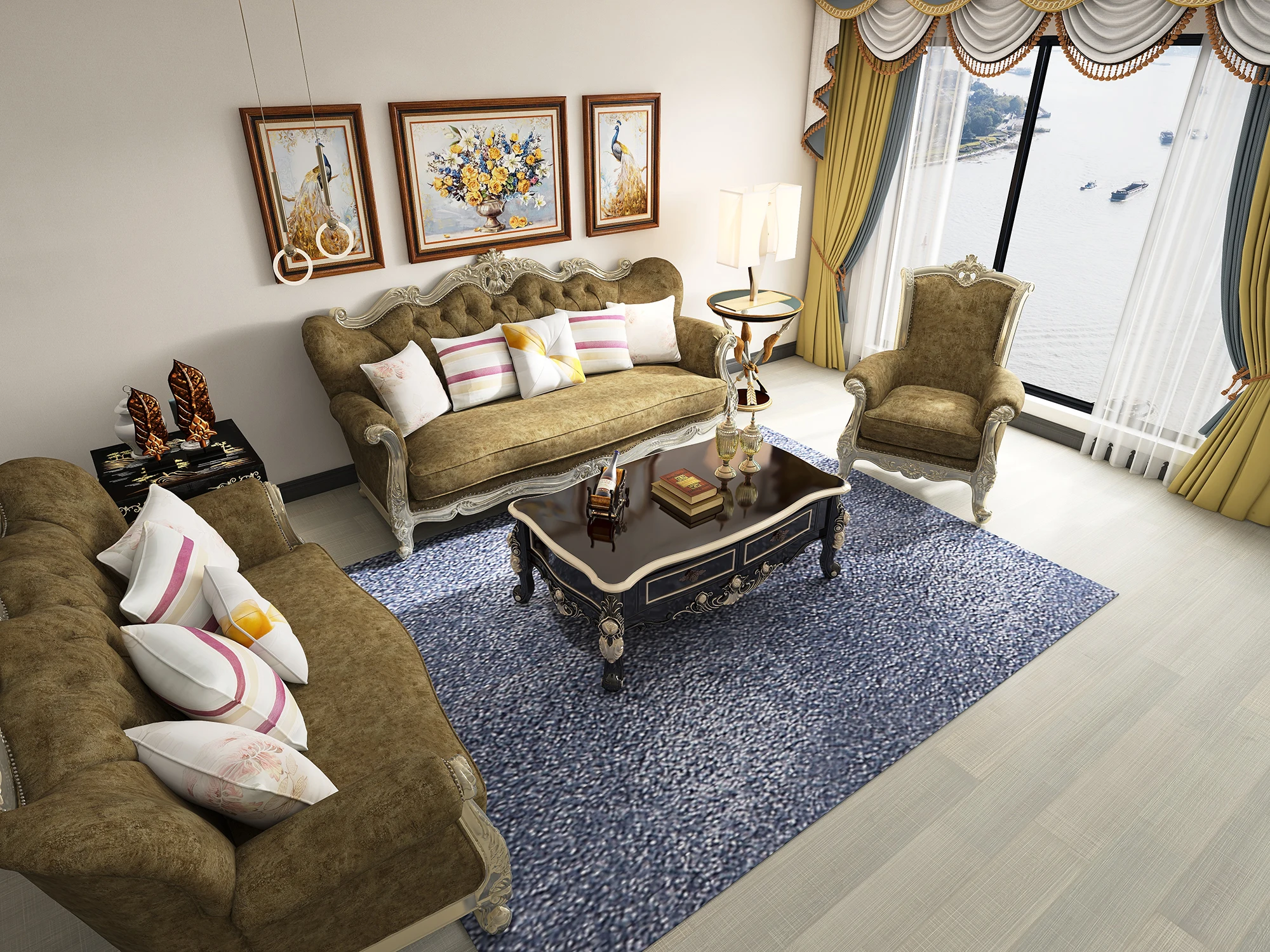 OKLY25108 hometextile l shape fabric sofa set living room furniture