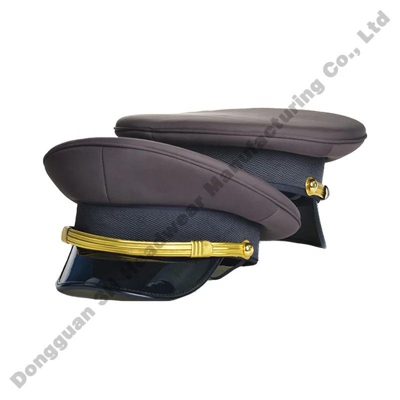 Wholesale Structured Design Cosplay Officer Skipper Hat Peaked Cap for Unisex Custom Logo Security Hat Conductor Caps hats
