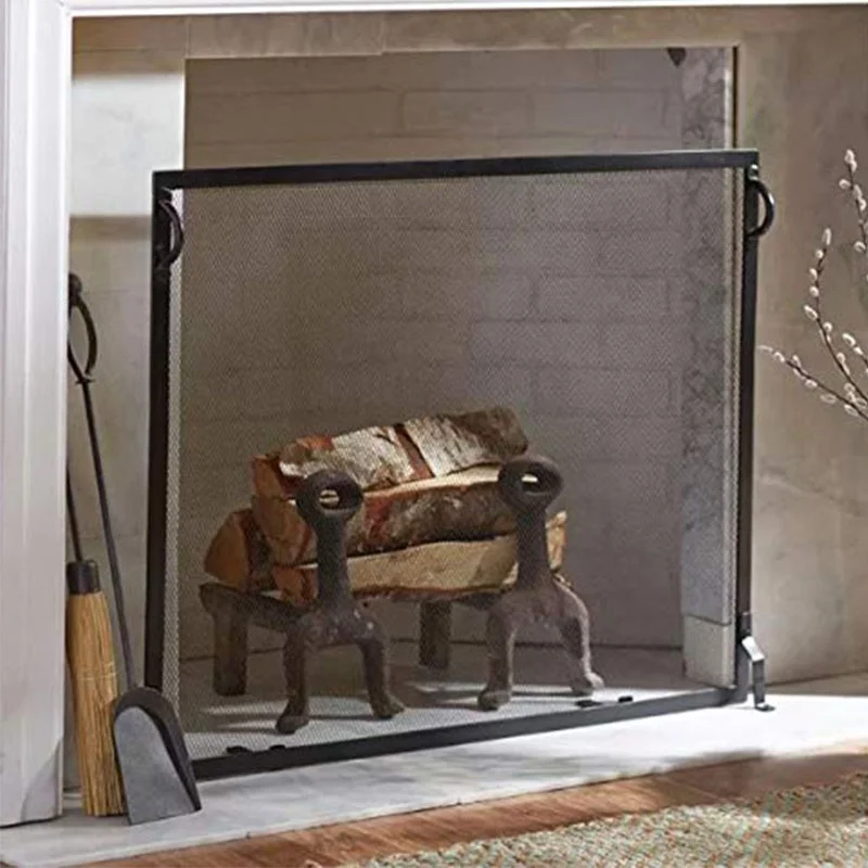 Oniya Metal Mesh Large Fire Gate Cover Single Fireplace Screen
